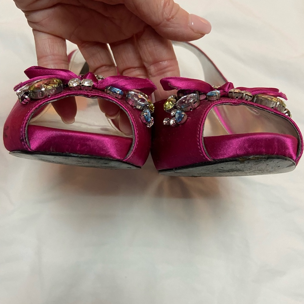 Nina Milika Fantasy Crystal dark pink jeweled open toe slingbacks - Picture 7 of 7